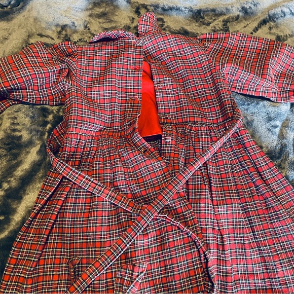 STRASBURG girls plaid flannel holiday smocked dress long 5y red green co… - Picture 4 of 5